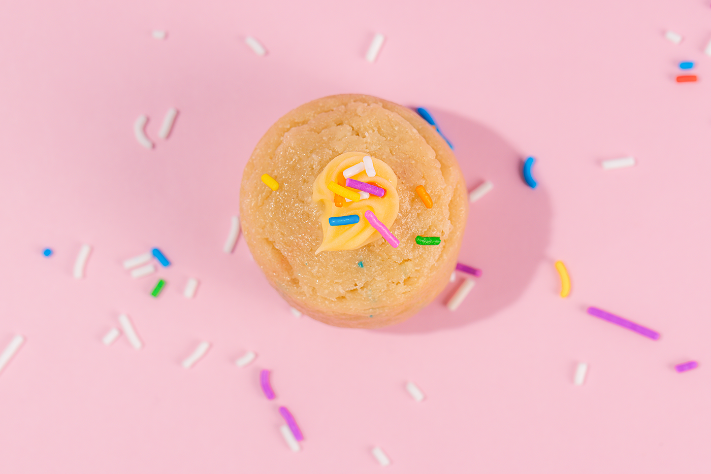 Probites Birthday Cake — top-down with sprinkles