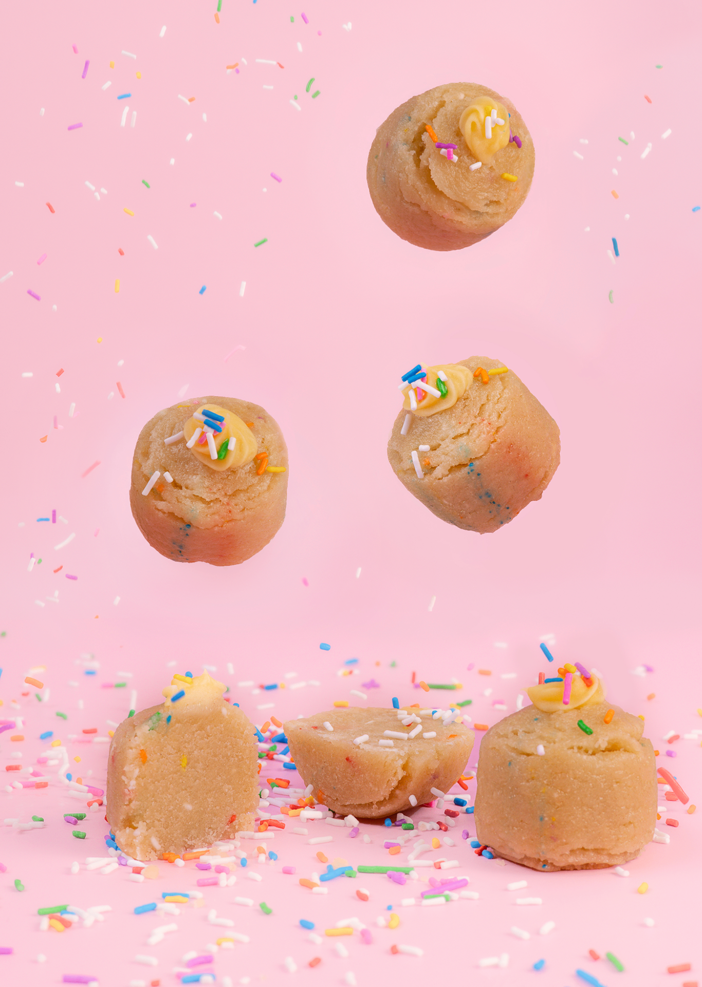Probites Birthday Cake — falling bites with sprinkles