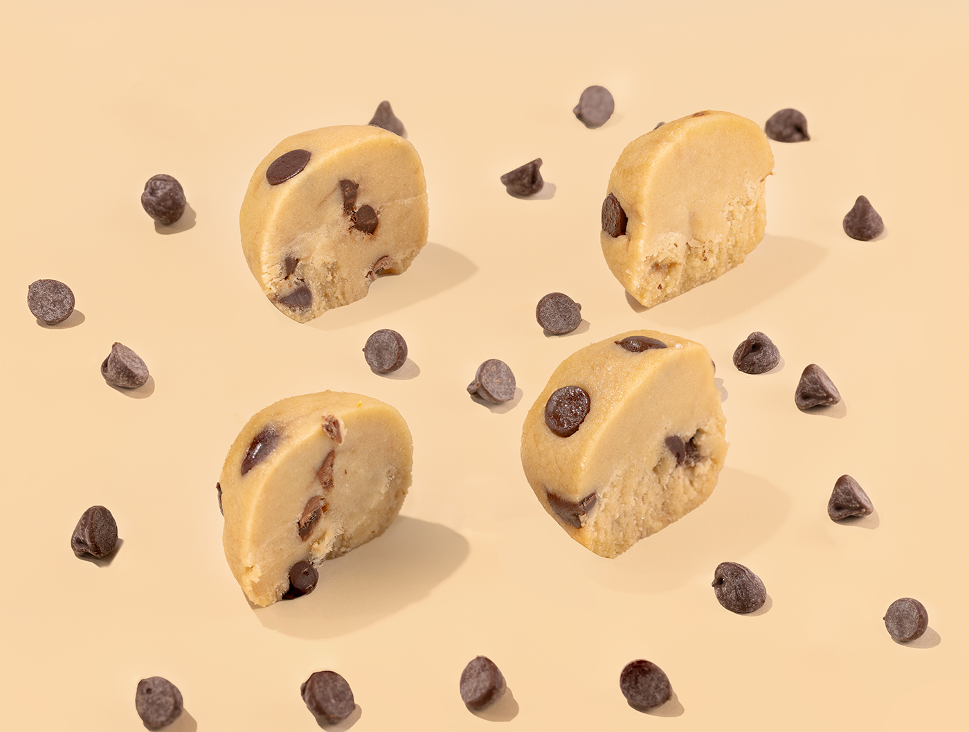 Probites Cookie Dough — halves with chocolate chips