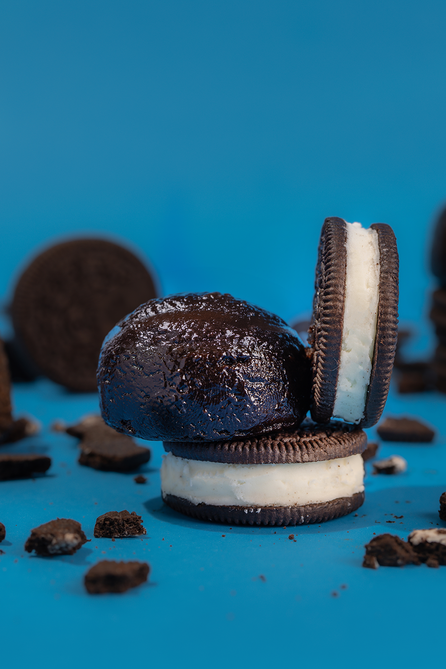 Probites Cookies & Cream — stacked with cookie sandwich