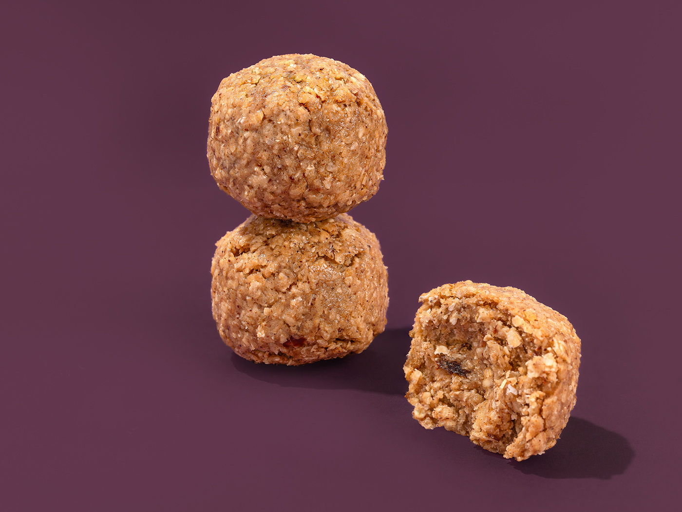 Probites Oatmeal Raisin — stacked bites with bitten half