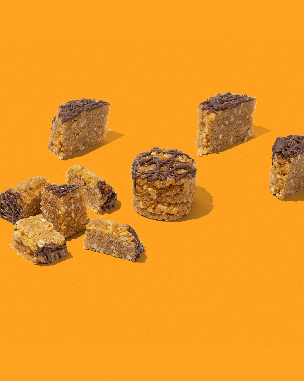 Probites Peanut Butter Crunch — broken bites with stack
