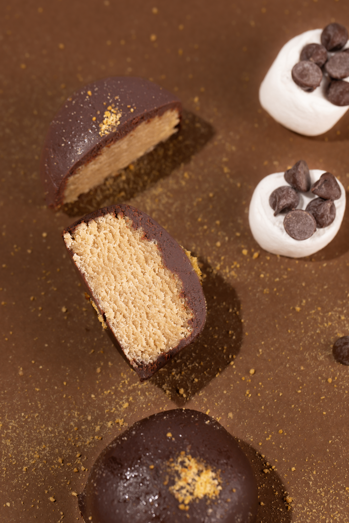Probites S'mores — overhead composition with marshmallows