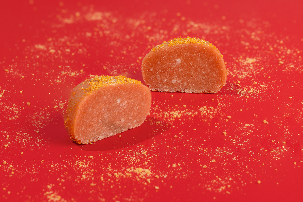 Probites Strawberry Cheesecake — cross section halves with crumb