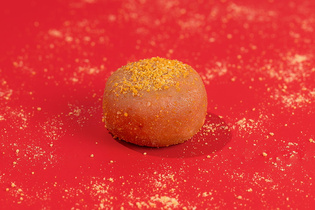 Probites Strawberry Cheesecake — bite with scattered crumb