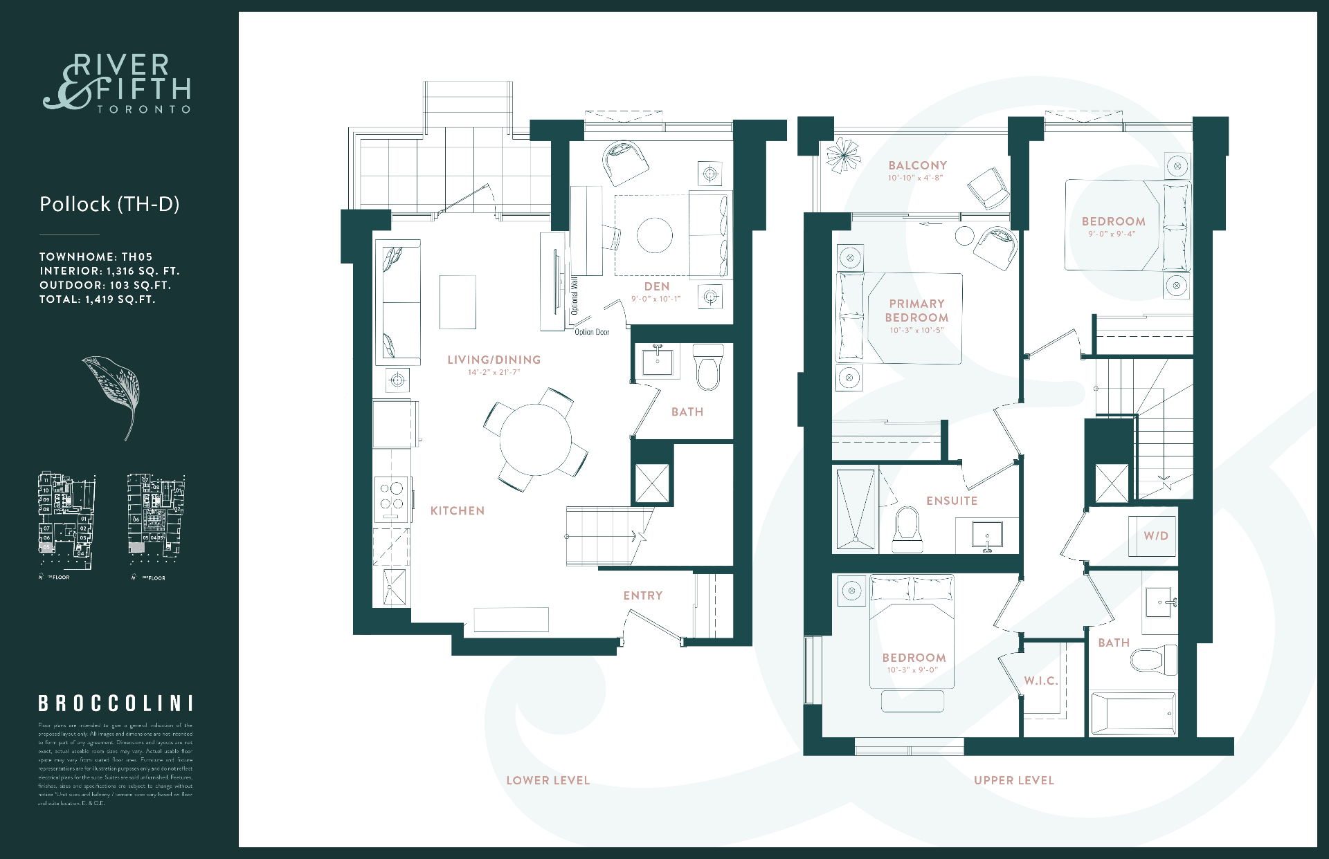 River & Fifth — Pollock TH05 original floor plan spec sheet